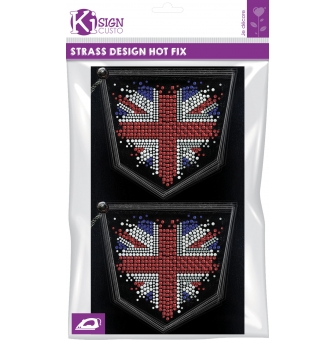 transfert thermocollant clou et strass coeur uk 12x11 cm