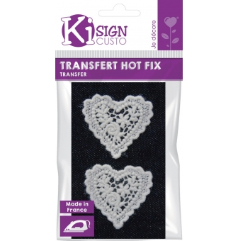 transfert thermocollant dentelle 2 coeurs 4 cm