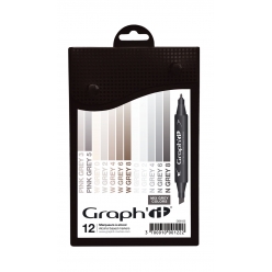 graph it set 12 marqueurs  mix grey colors