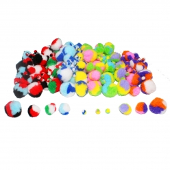 pompons tricolores couleurs et tailles assorties 200 pieces