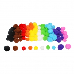 perles pompons a trous couleurs et tailles assorties x 100