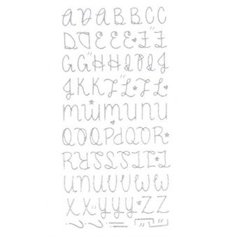 stickers alphabet paillete puffy argente