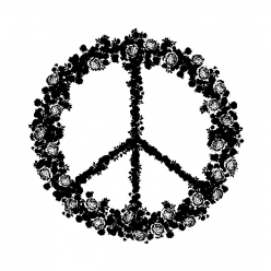 tampon en bois symbole peace et love 45mm