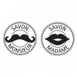 Labels - poinçons : Savon Monsieur+Madame 30mm ø