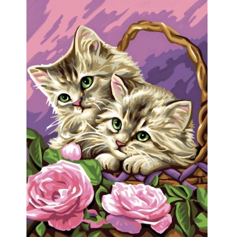 tableau peinture au numero pour enfant chatons reveurs