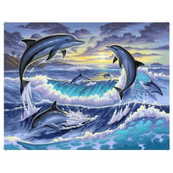 peinture par n  dauphins au clair de lune