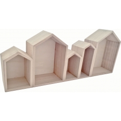 bloc etagere en bois maison 5 compartiments