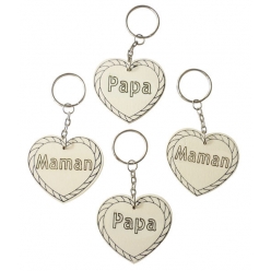 porte cles maman papa en bois 10 pieces