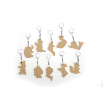 porte cles animaux assortis en bois 10 pieces