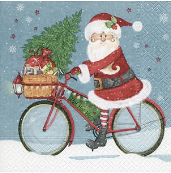 serviette santa on a bike 20 pieces