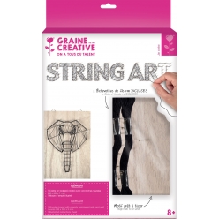 tableau de fil tendu string art elephant 20x30cm