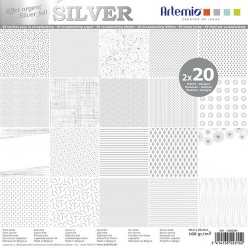 bloc papier 30 cm foil argent 40 feuilles