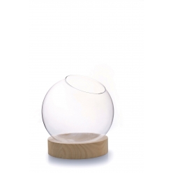 vase globe avec socle en bois o20cm