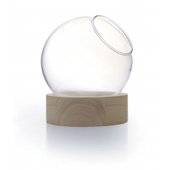 vase globe avec socle en bois o10cm