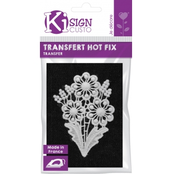 transfert thermocollant dentelle bouquet fleurs 9x65 cm