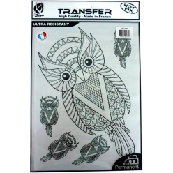 transfert thermocollant chouettes noir a4