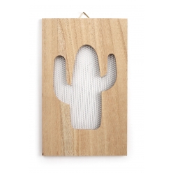 tableau grillage en bois cactus 15x24cm