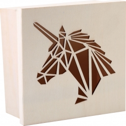 boite en bois licorne 15x15cm