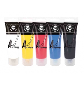 peinture acrylique mate couleurs primaires 5 tubes 75 ml