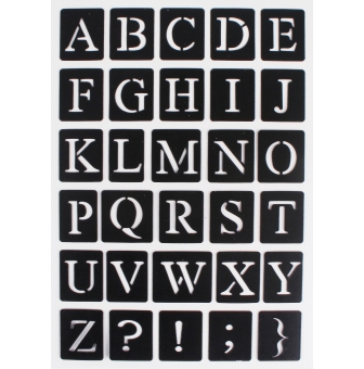 pochoir adhesif alphabet droit 14x20 cm