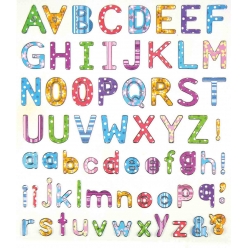 stickers alphabet pois et rayures de 05 a 2 cm x 67 pieces