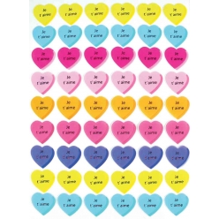 stickers coeur je t aime 2 cm multicolore x 54 pieces