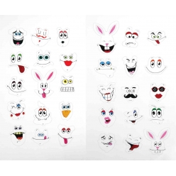 stickers visages de 3 a 5 cm 30 pieces