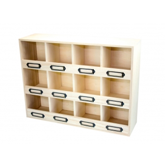commode en bois 12 cases porte etiquettes 415 x 31 x 11 cm