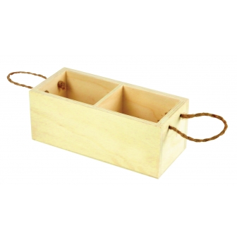 caissette en bois 2 compartiments 18 x 7 x 8 cm