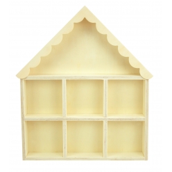 etagere en bois forme maison 7 compartiments 26 x 30 x 4 cm