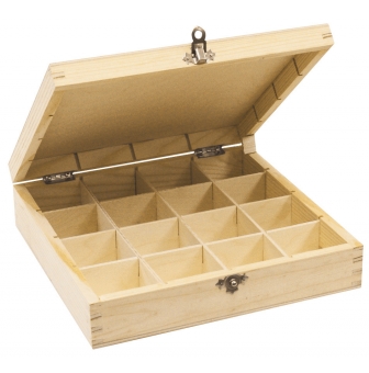 boite rangement en bois 16 compartiments 25 x 25 x 65 cm