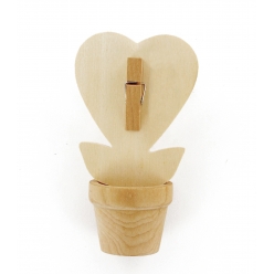 pot de fleur en bois avec pince coeur 75 x 4 x 11 cm