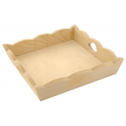 plateau en bois carre bords ondules 19 x 19 x 4 cm