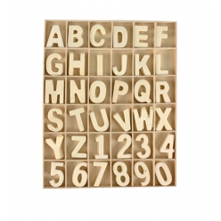lettres et chiffres en bois 3 a 35 cm coffret 180 pieces