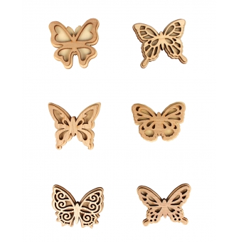 stickers en bois papillons 5 x 4 cm 6 pieces