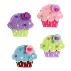 motif adhesif en feutrine cupcakes 35 cm 6 pieces