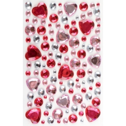 stickers strass coeur rose 05 a 2 cm 106 pieces