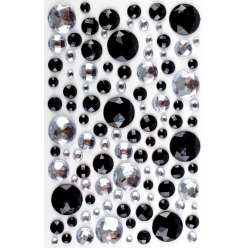 Stickers strass rond noir cristal 0,5 à 2 cm 106 pièces