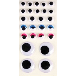 yeux mobiles adhesifs assortis 1 a 25 cm 26 pieces