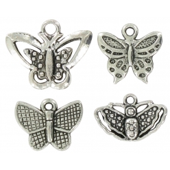 charms breloque en metal papillons argente 20 mm 4 pieces