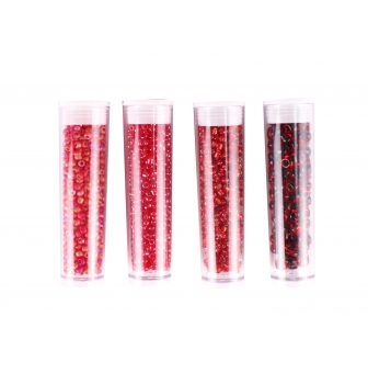 perle rocaille tubes 8 g rouge 4 pieces