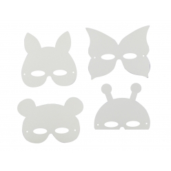Masques animaux carton blanc 17 x 22 cm x 12 pièces