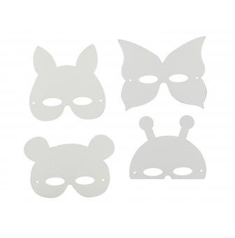 masques animaux carton blanc 17 x 22 cm x 12 pieces