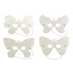 Masques papillons carton blanc 15 x 25 cm x 4 pièces