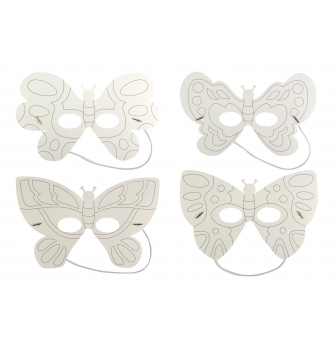 masques papillons carton blanc 15 x 25 cm x 4 pieces