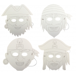 masques pirates carton blanc 25 x 28 cm x 4 pieces