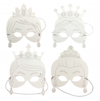 masques princesses carton blanc 17 x 35 cm x 4 pieces