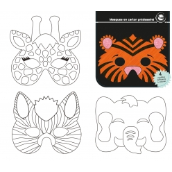 masques carton predessine animaux jungle 17x14 cm 12 pieces
