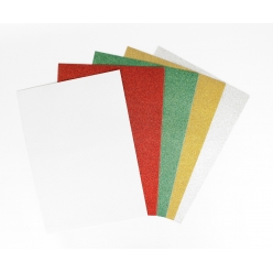 Cartes fortes A4 pailletées rouge, vert, or, argent, holo x5 pcs