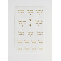 Stickers ronds blanc, or handmade with love 2 à 5 cm x 72 pcs